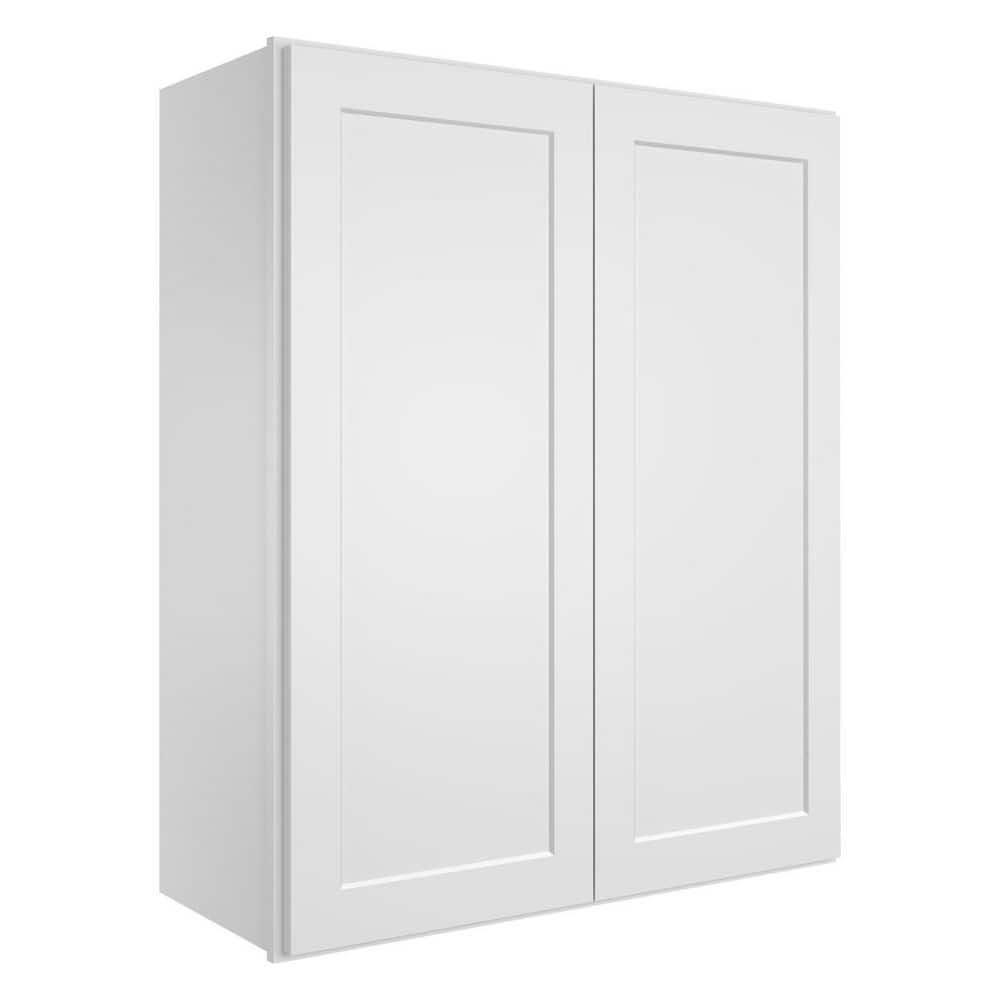 30 In. W X 12 In. D X 42 In. H In Shaker White Plywood Ready To Assemble Wall Cabinet 2-Doors 3-Shelves Kitchen Cabinet