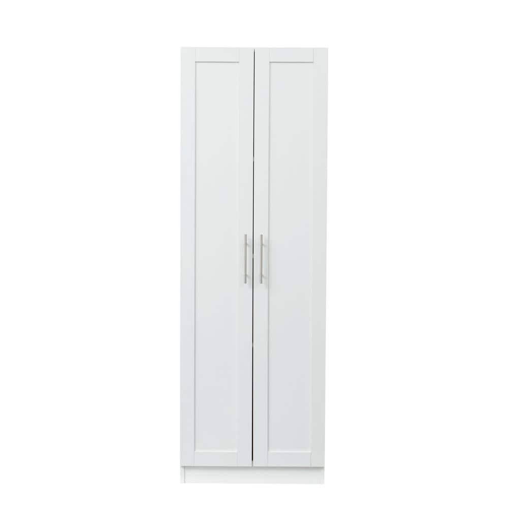 Wood Pantry Organizer Kitchen Cabinet With 2 Doors And 3 Partitions To Separate 4 Storage Spaces