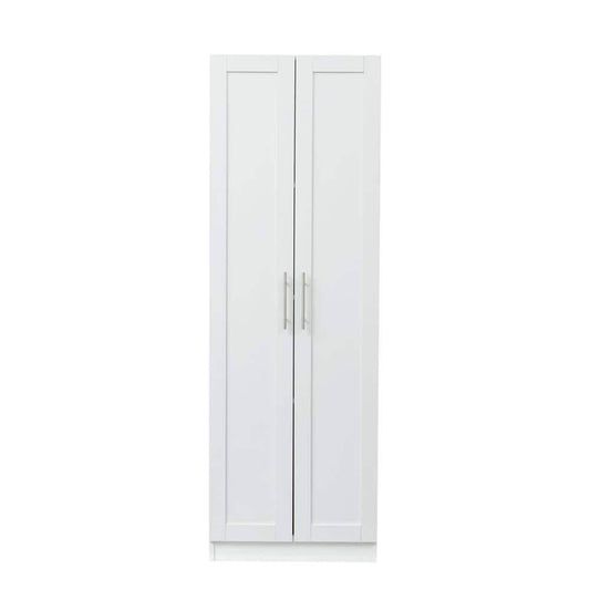 Wood Pantry Organizer Kitchen Cabinet With 2 Doors And 3 Partitions To Separate 4 Storage Spaces