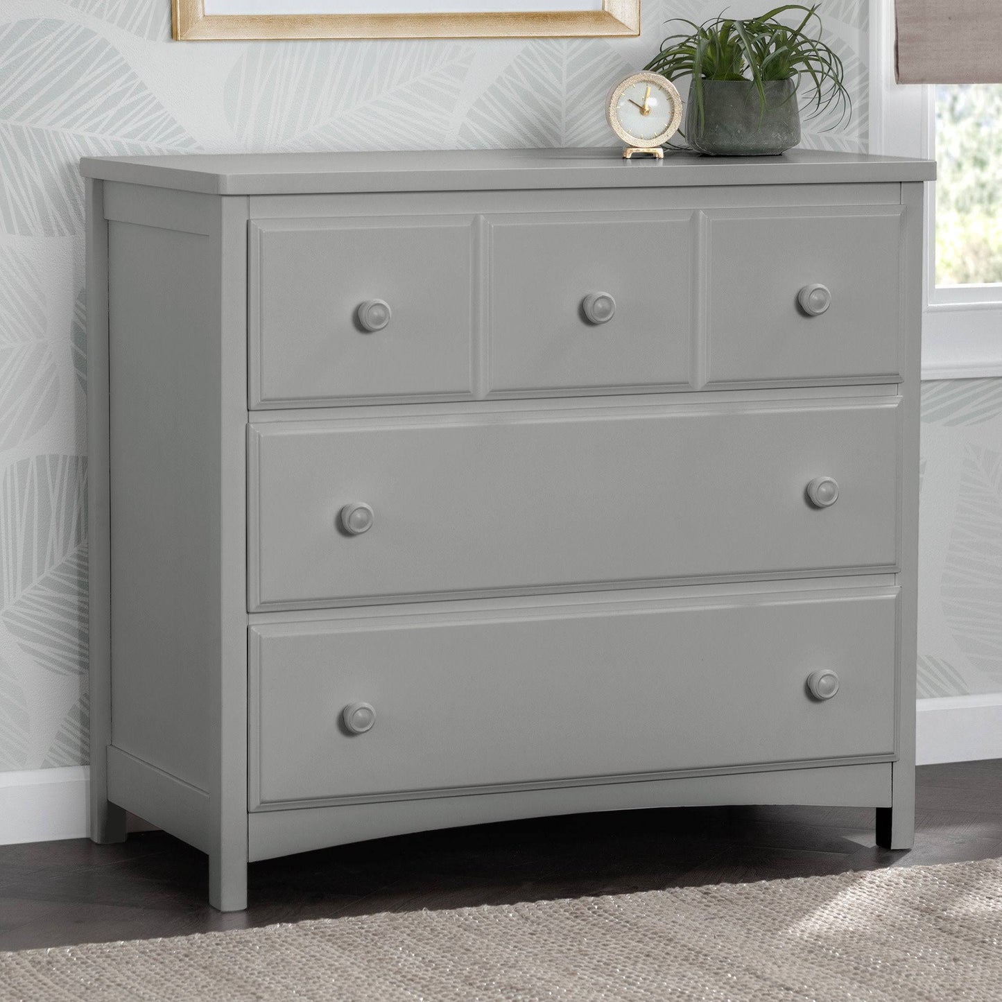 3 Drawer Dresser With Interlocking Drawers, Grey