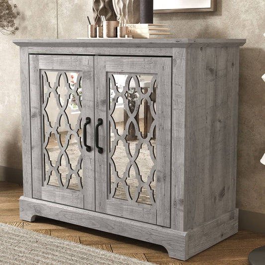 29.3 Tall 2 Door Mirrored Accent Cabinet  Color: Gray