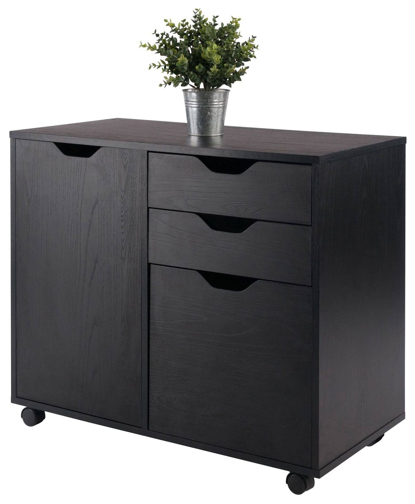 2 Section Mobile Filing Cabinet, Black