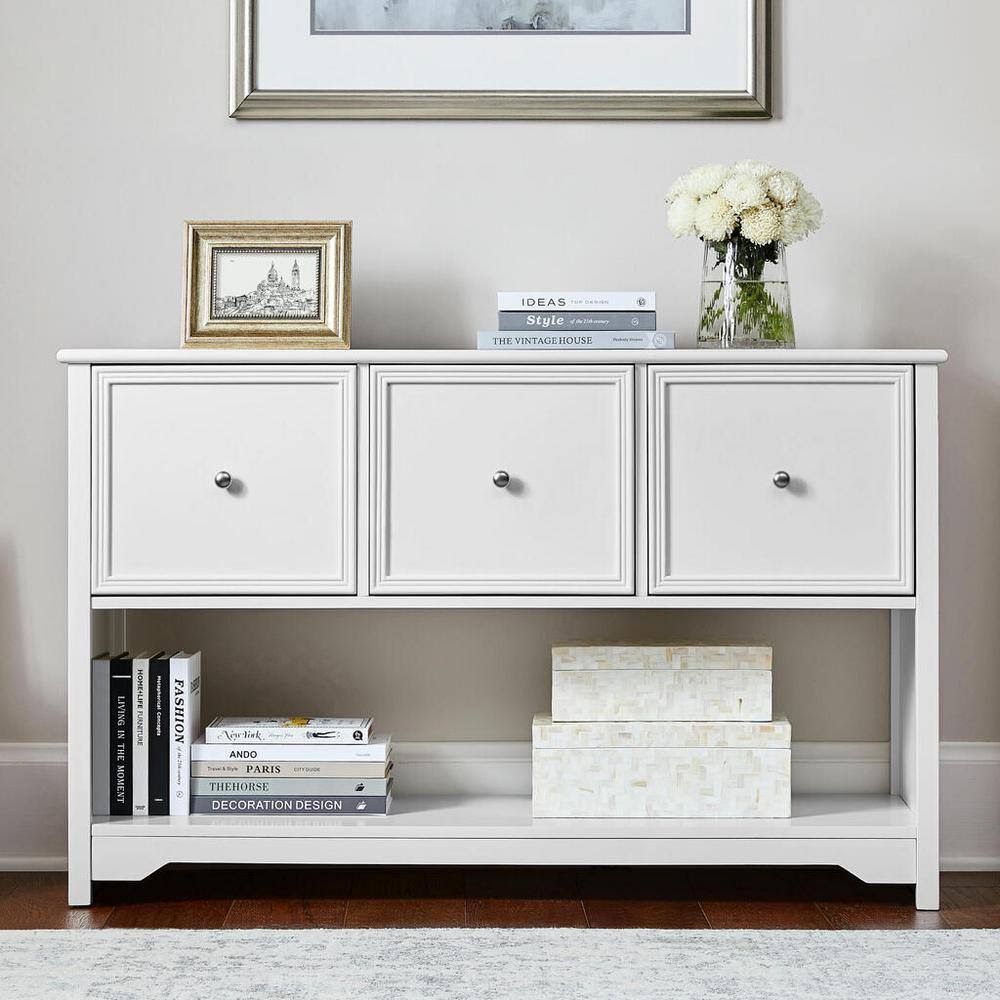 3 Drawer White Lateral File Cabinet