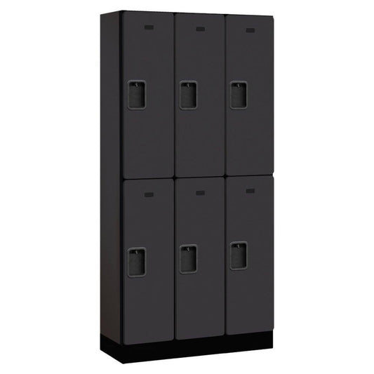 Wood Locker - Double Tier - 3 Wide - 5 Feet High - 15 Inches Deep - Mahogany