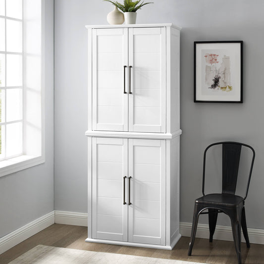 Tall Storage Pantry White - 2 Stackable Pantries