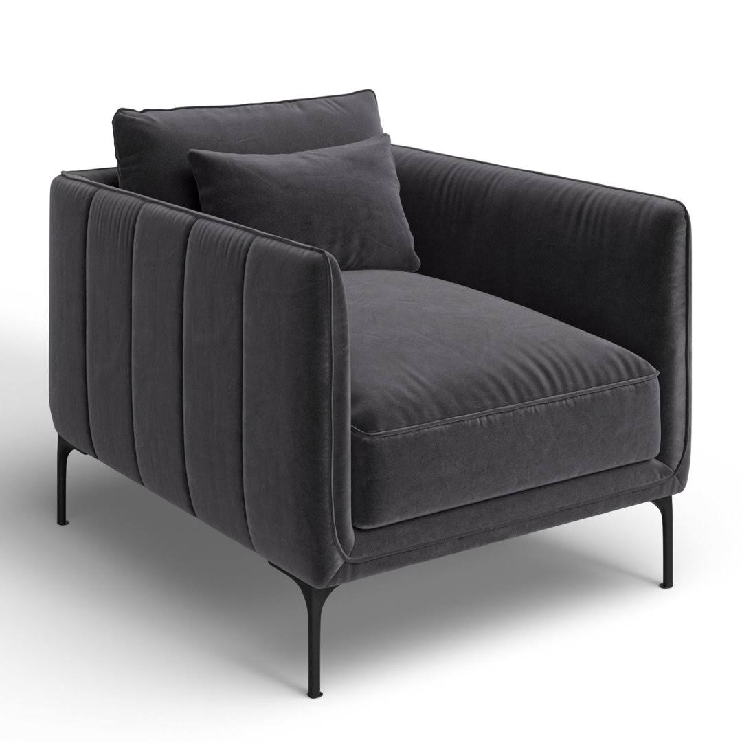 Upholstered Armchair Fabric: Effie Indigo Performance Linen