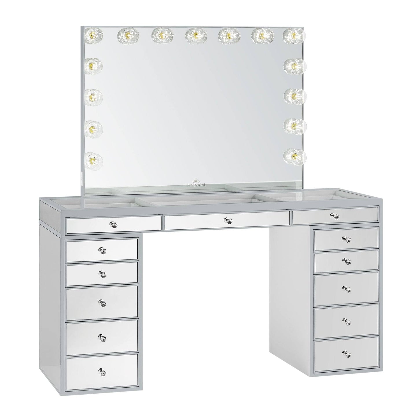 Vanity Slaystation Pro Premium Mirrored Vanity Table With Soft Close Drawers For Bed Room And Dressing Room Mirrored Vanity Makeup Table