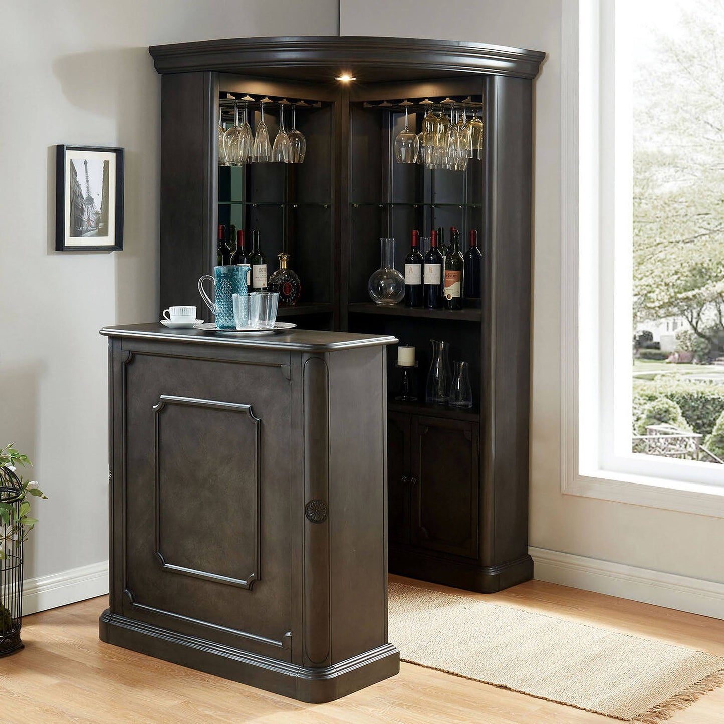 Voltaire Dark Cherry Curio Cabinet