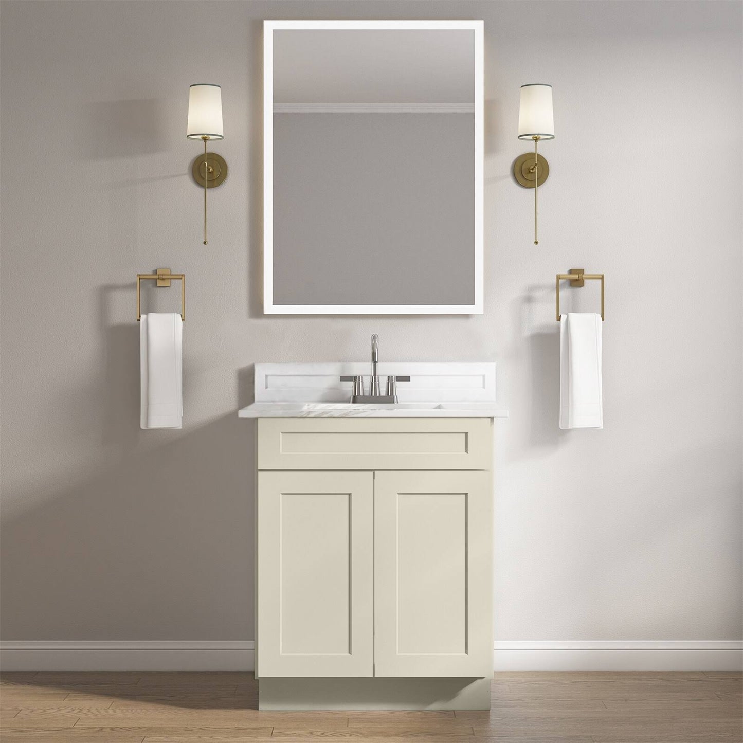 24 In. W X 21 In. D X 34.5 In. H Bath Vanity Cabinet Without Top In Shaker Antique White