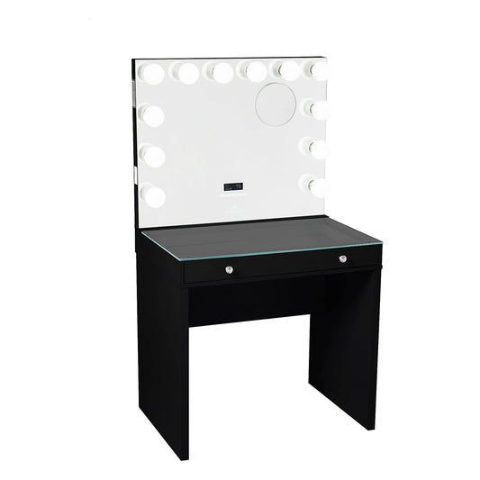 Vanity Desk Slaystation Mini Dressing Table With Vanity Mirror With Lights Bundle For Bedroom And Makeup Room, Size: Hollywood Glow Xl