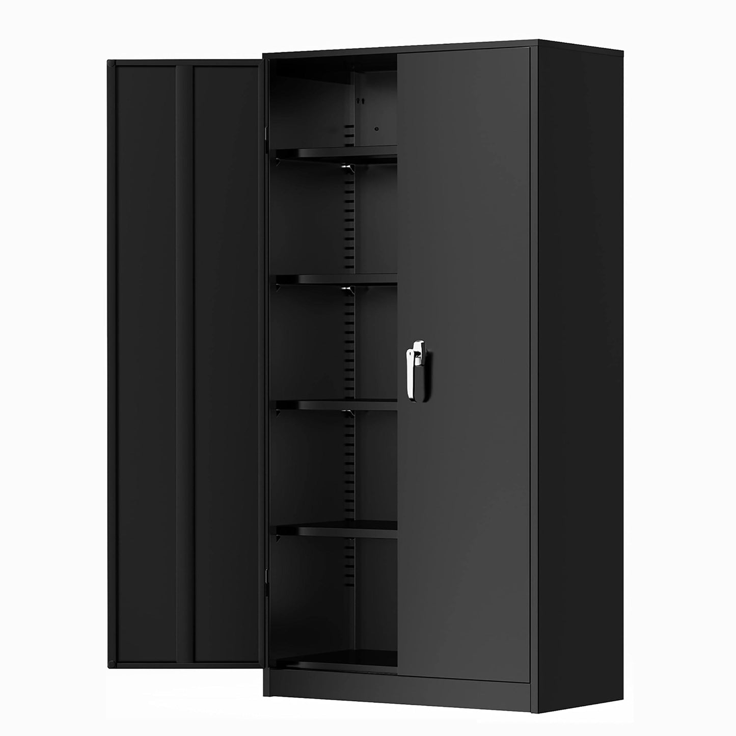 White Metal Storage Cabinet, 72 Steel Locking Cabinet With Doors And 4 Adjustable Shelves, Tall Tool Cabinets Lockable File Cabinet For