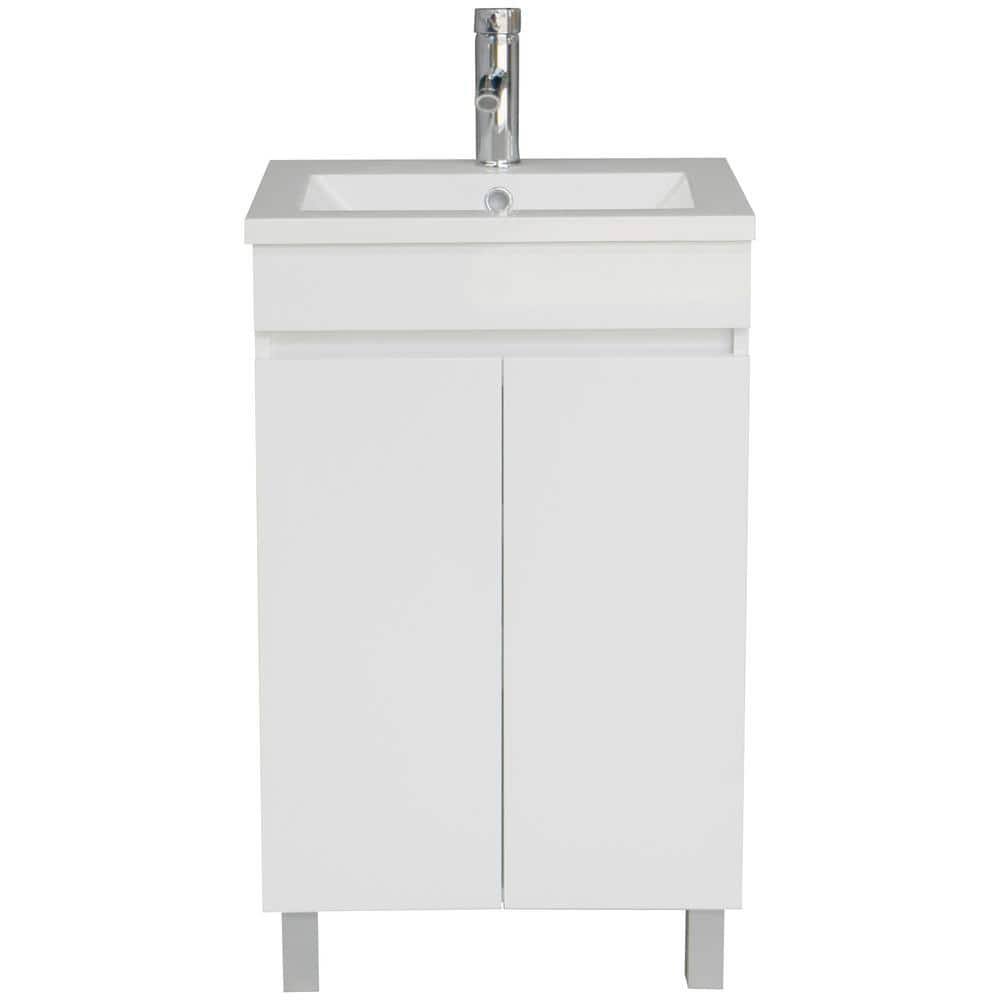 20.1 In. W X 33 In. H X 16 In. D Single Sink Bathroom Vanity In White With White Top And Faucet