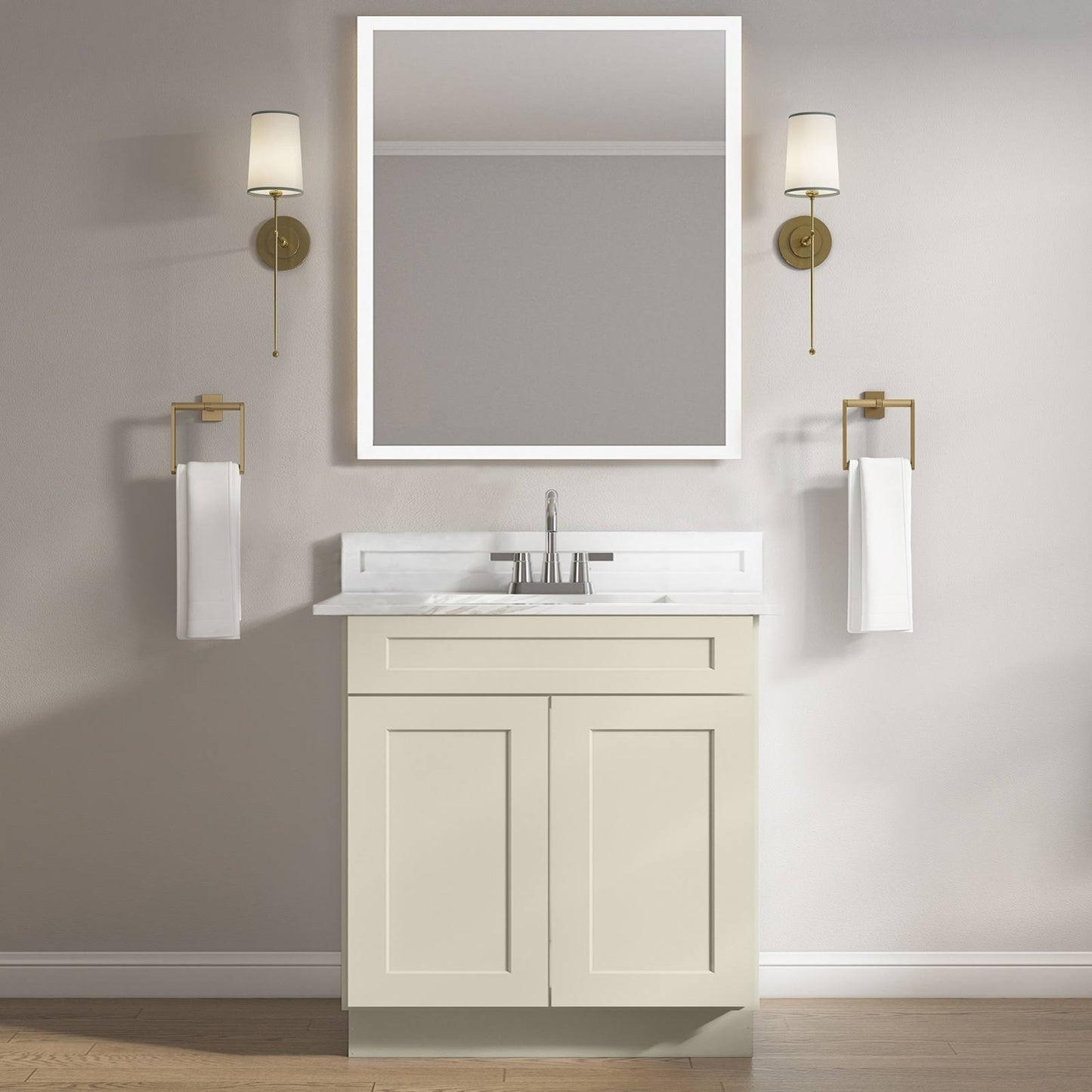 27 In.W X 21 In.D X 34.5 In.H Bath Vanity Cabinet Without Top - Off-White