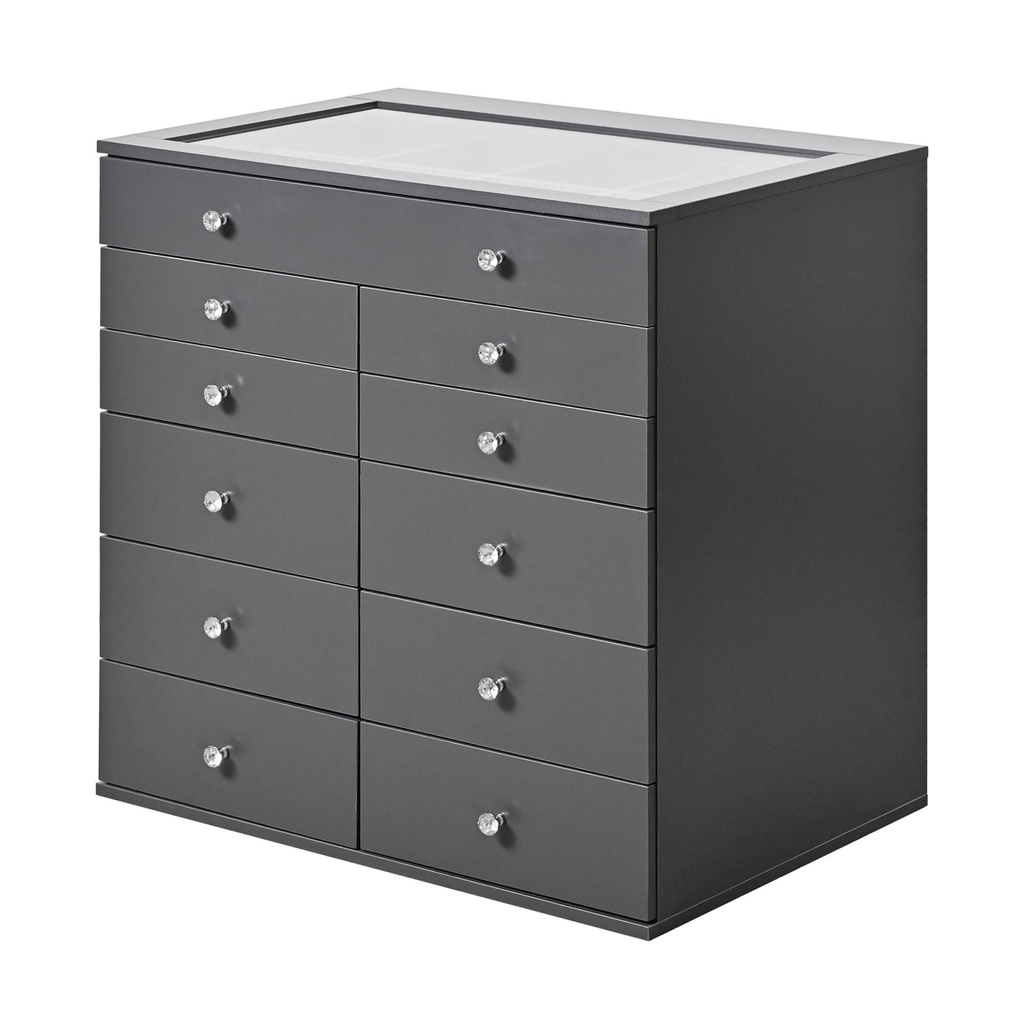 Vanity Slaystation Display Chest With 11 Drawer Chest, Makeup Drawer Unit (Silver)