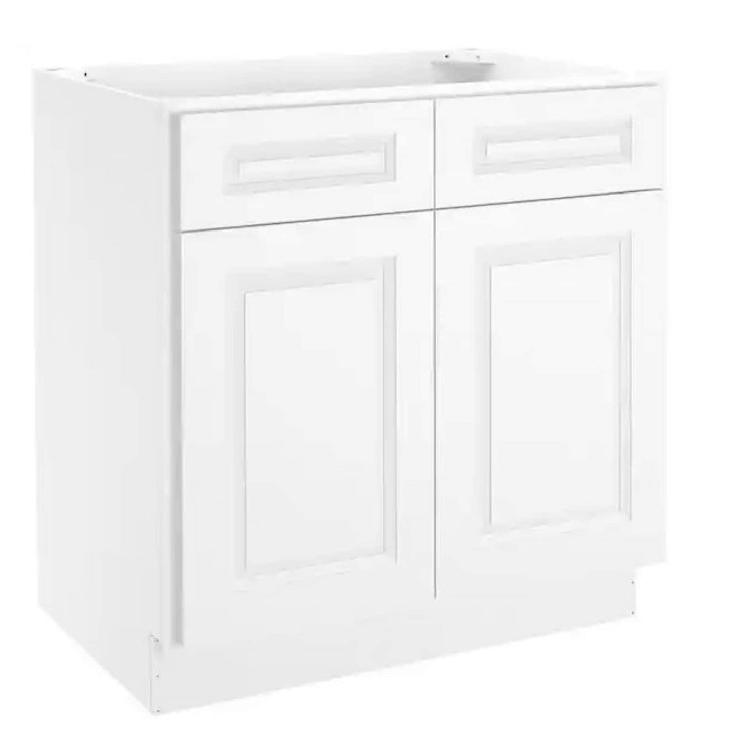 30-In W X 24-In D X 34.5-In H In Raised Panel White Plywood Ready To Assemble Floor Base Kitchen Cabinet With 2 Drawers