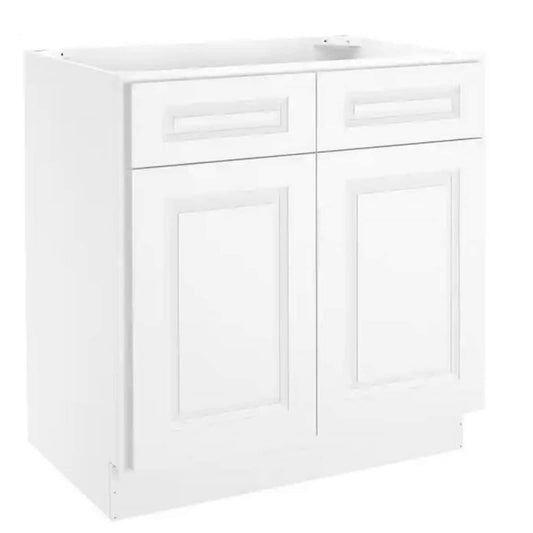 2-Drawers 24-In D X 34.5-In H In Raised Panel White Plywood Base Kitchen Cabinet - Traditional White - 42-In W X 24-In D X 34.5-In H