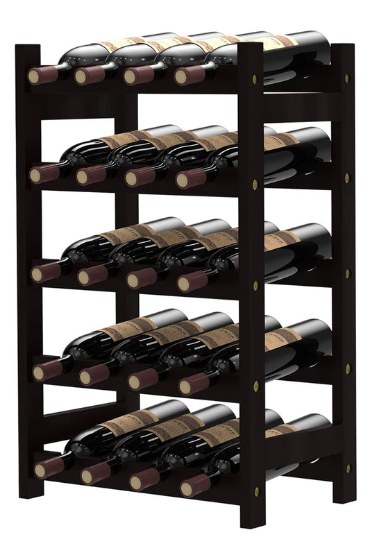 24-Bottle Wine Rack Freestanding Floor, 6-Tier Bamboo Wine Display Rack Storage Shelf With Table Top For Kitchen Dining Room Bar Cellar - Br