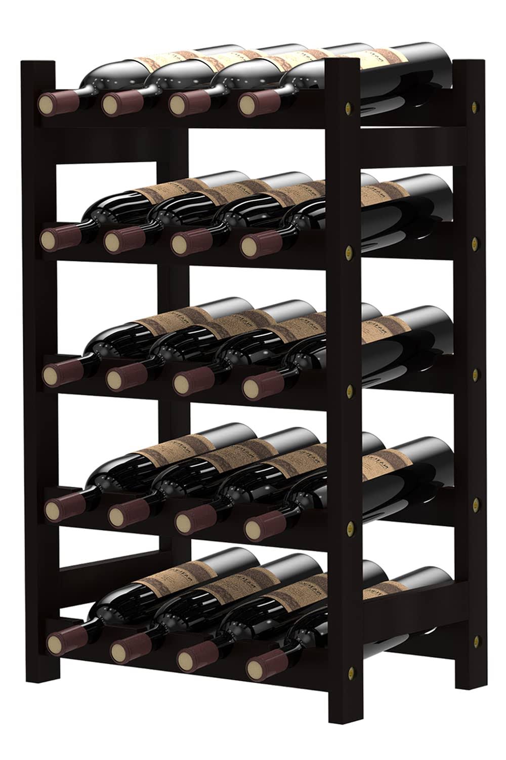 24-Bottle Wine Rack Freestanding Floor, 6 Tier Bamboo Wine Display Rack With Table Top, Wine Storage Shelf For Kitchen Dining Room Bar