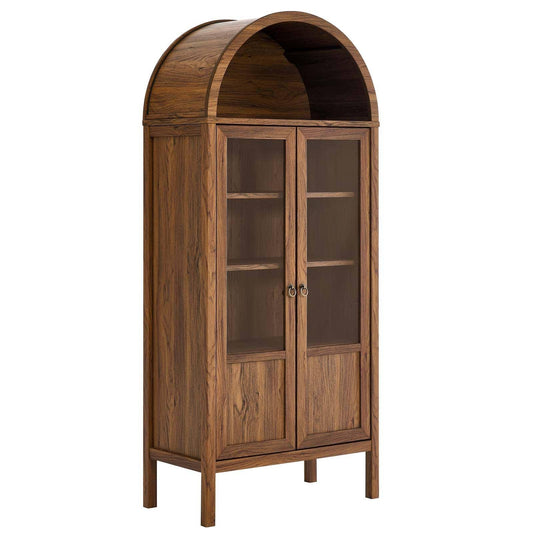 Tessa Tall Storage Display Cabinet Walnut