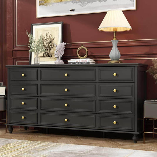 Wooden 12-Drawer Chest Of Drawers 63 In. W X 31.5 In. H X 15.7 I