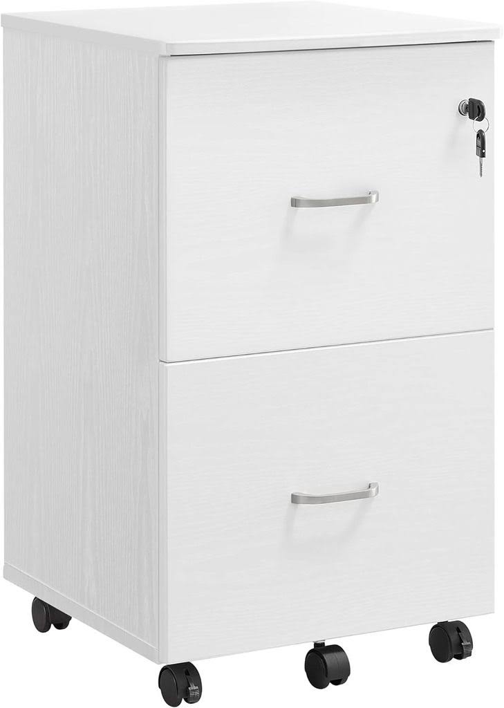 2-Drawer File Cabinet, Locking Wood Filing Cabinet For Home Office, Small Rolling File Cabinet, Printer Stand, For A4, Letter-Size Files, Han