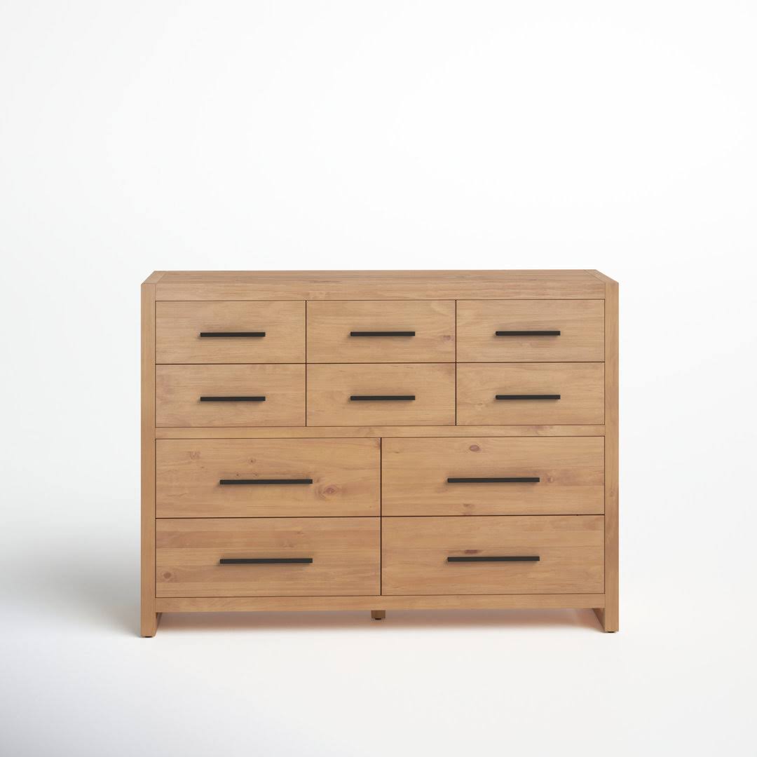 10 Drawer 60 W Solid Wood Dresser Color: Brown Natural