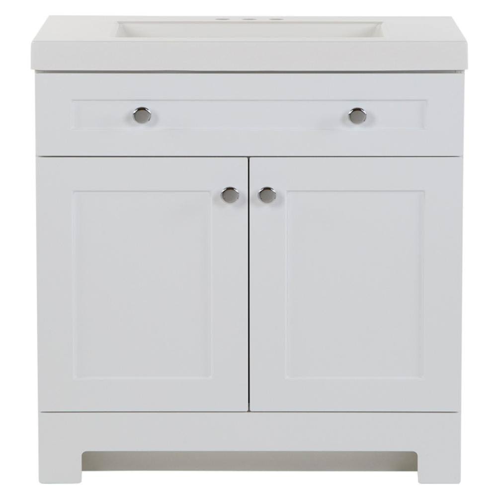 30.5 In. W X 18.75 In. D Bath Vanity In White With Cultured Marble Vanity Top