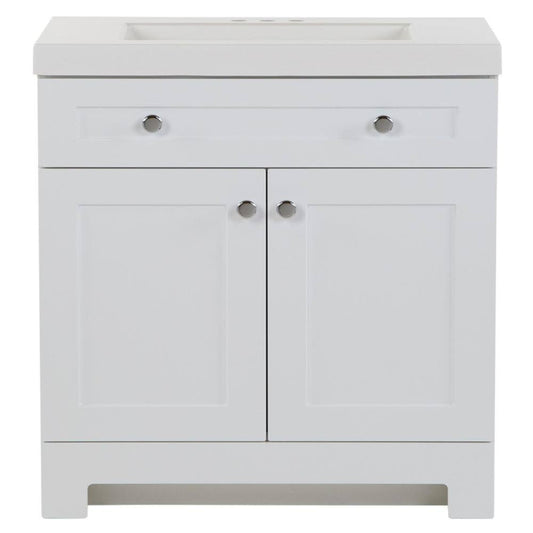 30.5 In. W X 18.75 In. D Bath Vanity In White With Cultured Marble Vanity Top