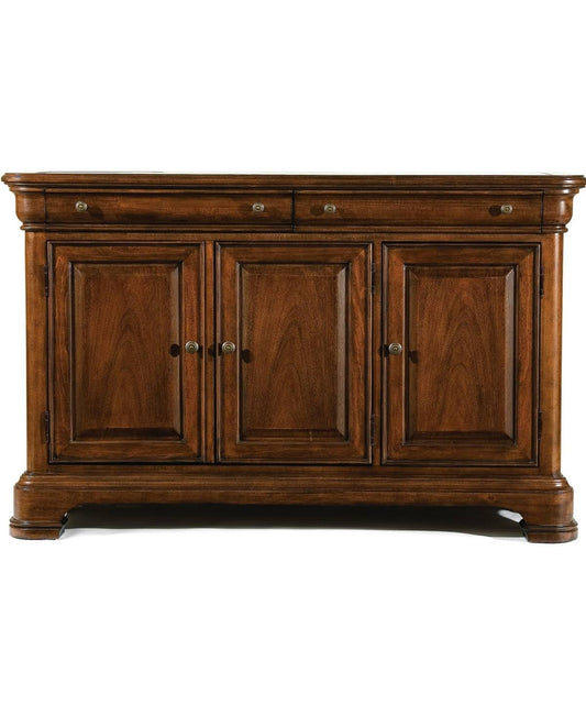 2 Drawer 3 Door Credenza With Marble Top In Rich Auburn Finish Wood - N9180-151