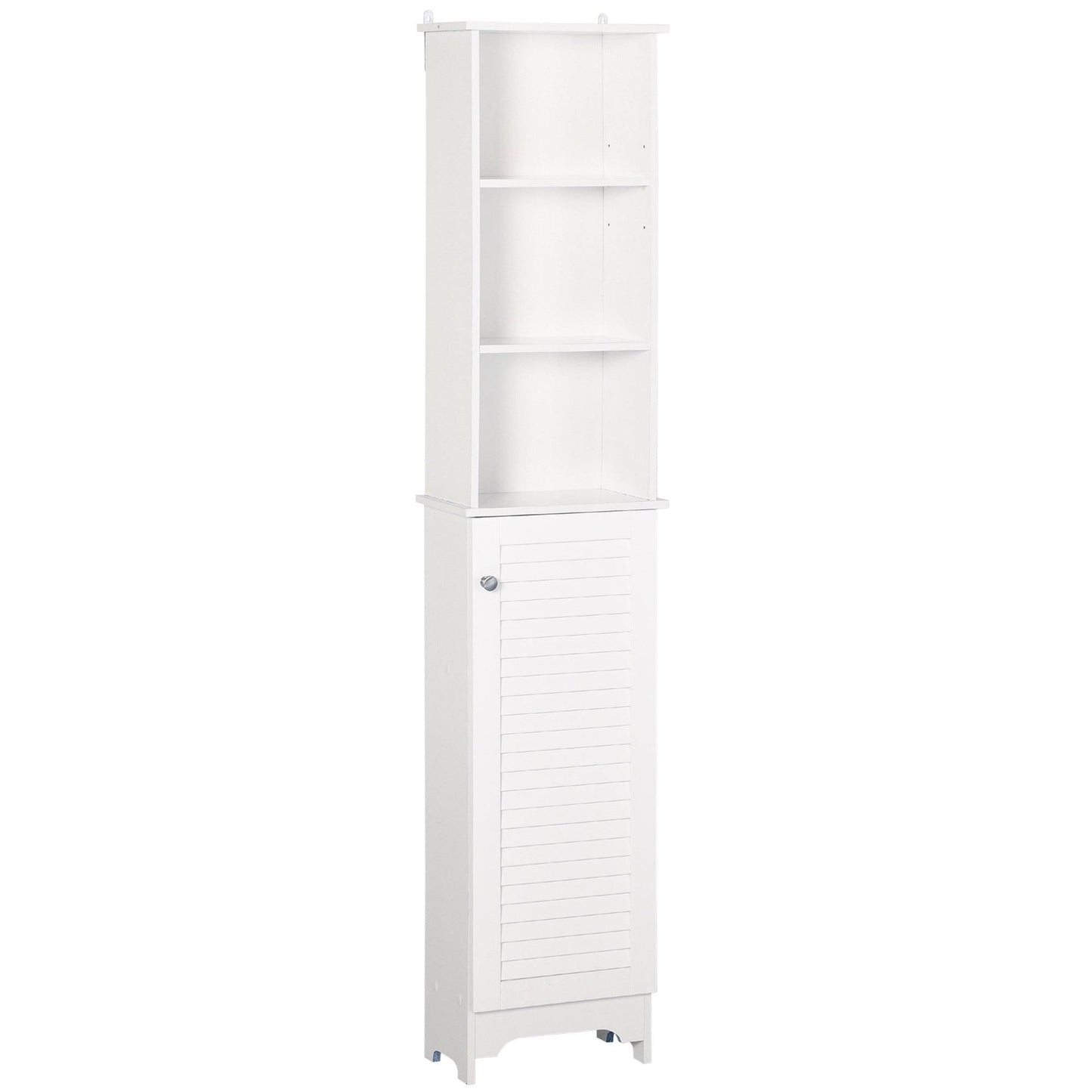 Wooden Collection Tall Bathroom Cabinet Corner Square Storage Cabinet Soft White