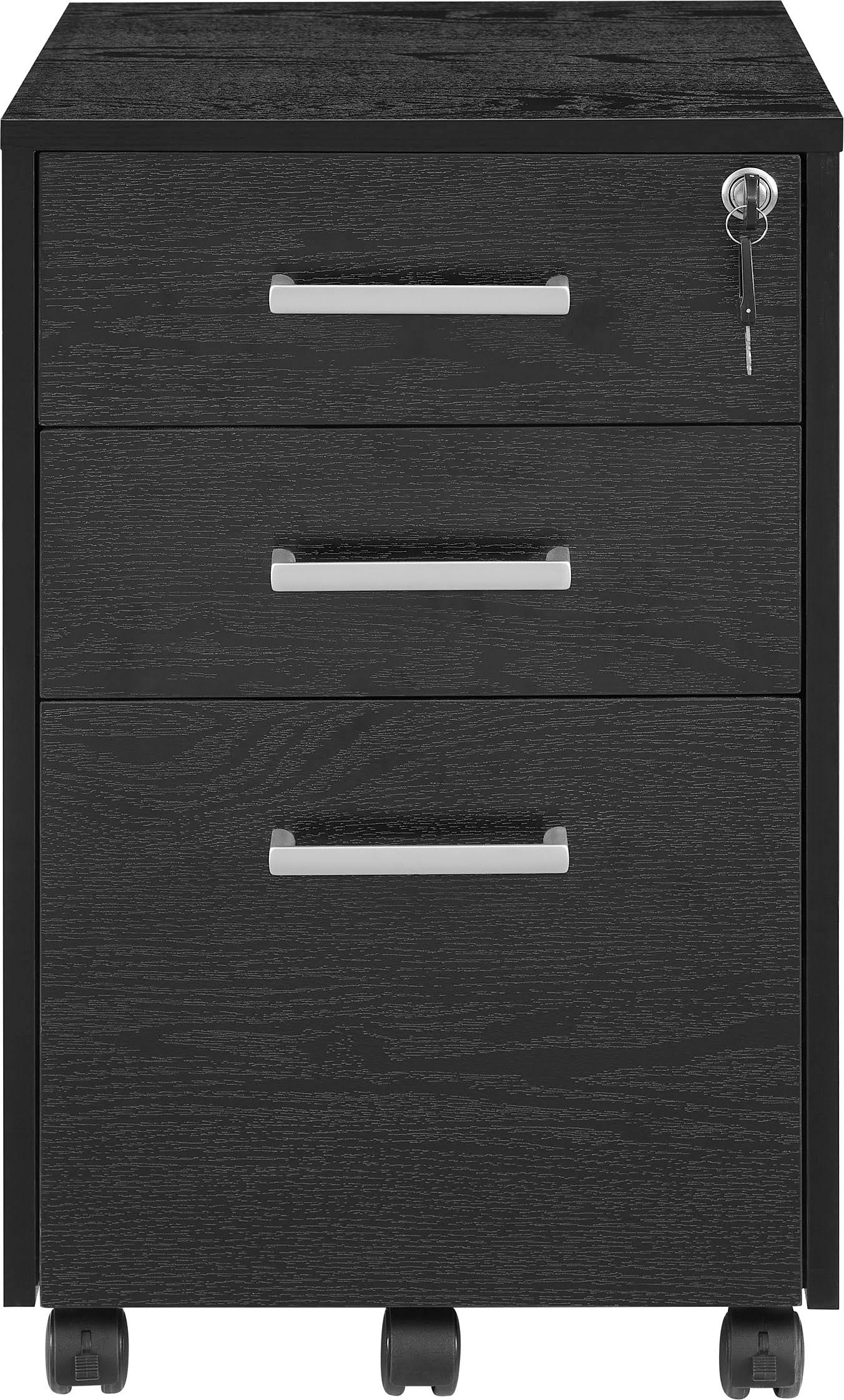 3-Drawer File Cabinet - Black