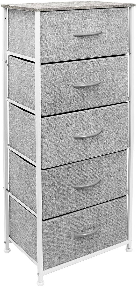 Tall Dresser With 5 Drawers ,Gray