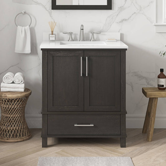 + Roth Ridge 30-In Espresso Undermount Single Sink Bathroom Vanity With White Engineered Stone Top