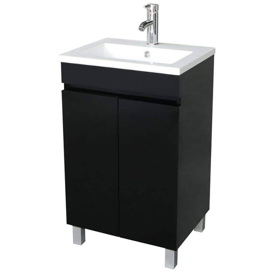 20 In. W X 31.5 In. H X 15.7 In. D Single Sink Bathroom Vanity In Black With White Top And Faucet