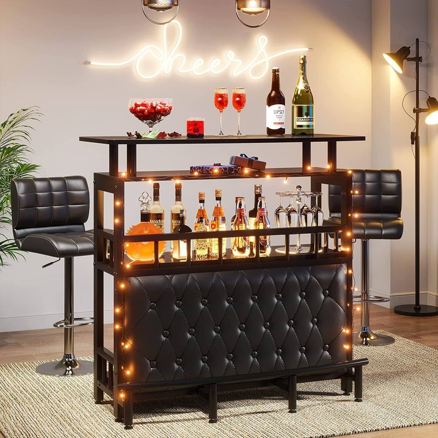 Unit For Liquor, Home Enetertainement Bar With Storage - Black