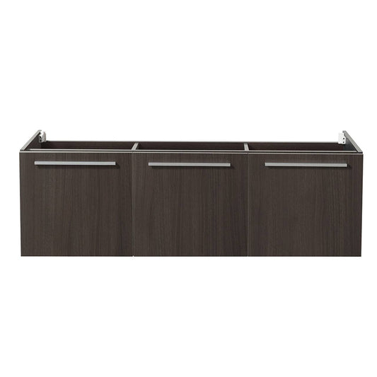 Vista 60 Gray Oak Wall Hung Double Sink Modern Bathroom Cabinet