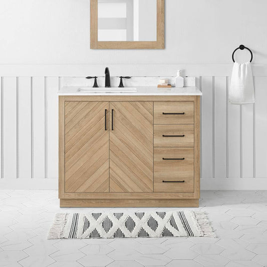 24 In. W X 19 In. D X 34 In. H Single Sink Bath Vanity In Spiced Walnut With White Engineered Stone Top