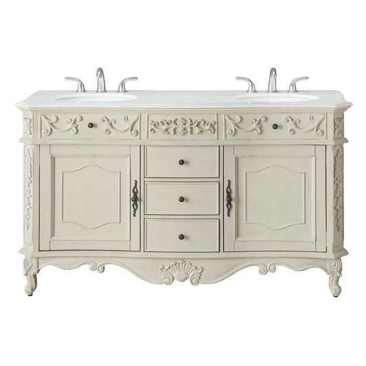 Winslow 33 In. W X 22 In. D Bath Vanity In Antique Cherry With Vanity Top In White Marble With White Basin