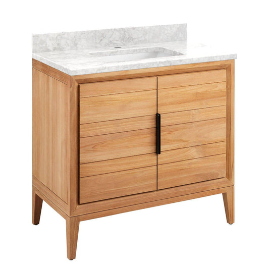 36 Aliso Single Bathroom Vanity Set With Rectangular Undermount Sink Top Finish: Carrara Marble, Faucet Mount: 8 Widespread, Base