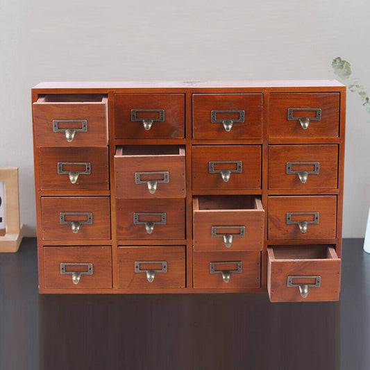 16 Drawers Wood Apothecary Chest Storage Cabinet - Brown