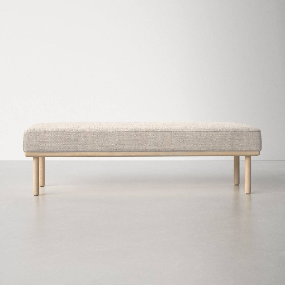 Upholstered Bench  Color: White Performance Boucle