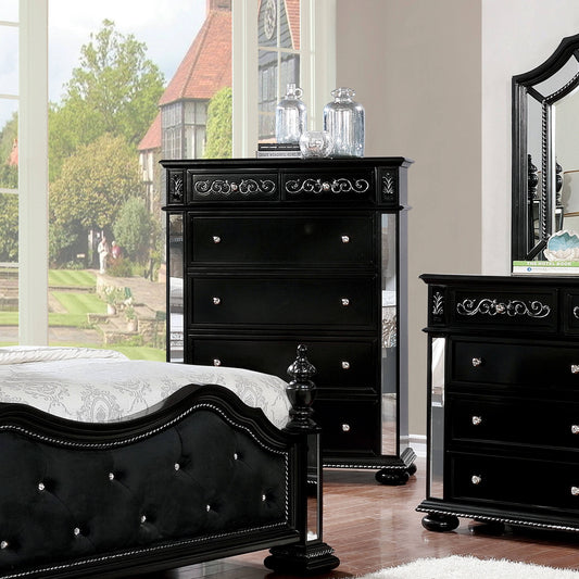 Viktoria Traditional Solid Wood 5-Drawer Chest In Black