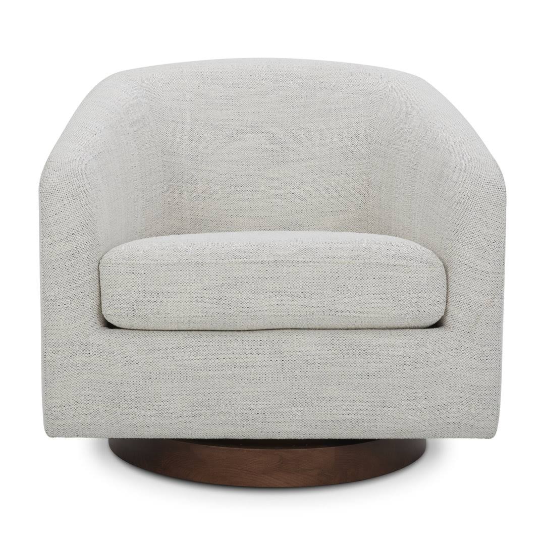 Upholstered Swivel Barrel Chair  Fabric: Bella Forest Performance Velvet