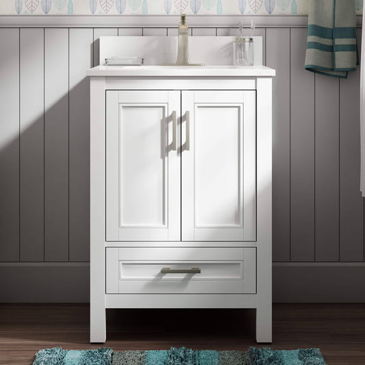 + Roth Crest Hill 24-In White Undermount Single Sink Bathroom Vanity With Carrara Engineered Marble Top