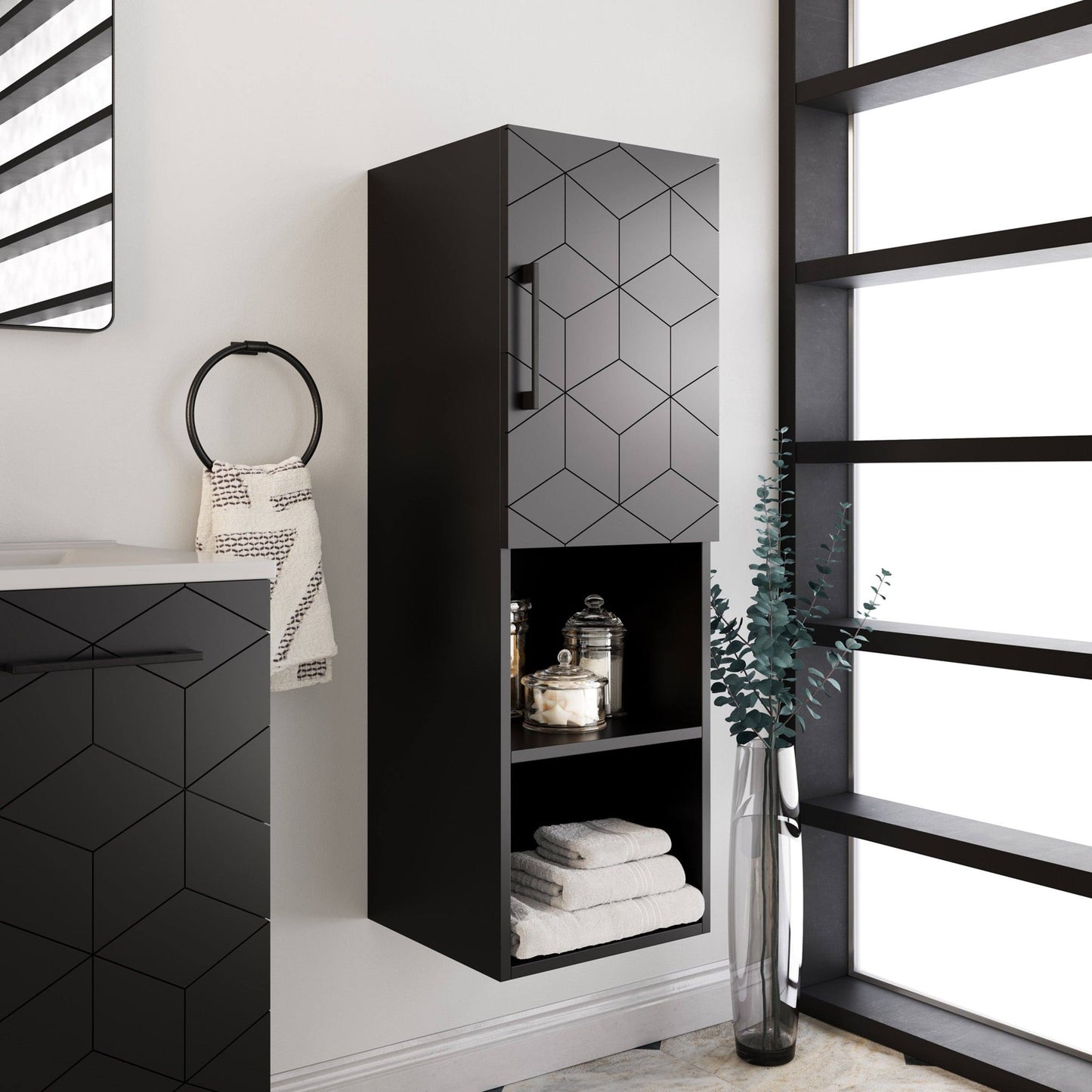 15 W X 46 H X 12 D Linen Cabinet In Phantom Black