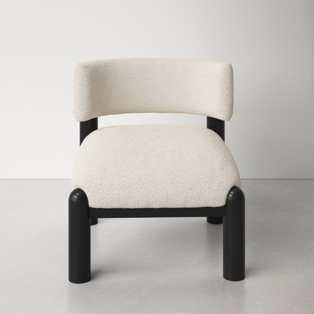 25.8 W Barrel Chair  Fabric Or Leather Type: Black Frame/Ivory Boucle