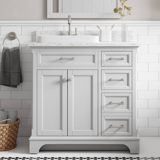 + Roth Roveland 48-In Light Gray Undermount Single Sink Bathroom Vanity With Carrara Natural Marble Top | 2026va-48-242-900l