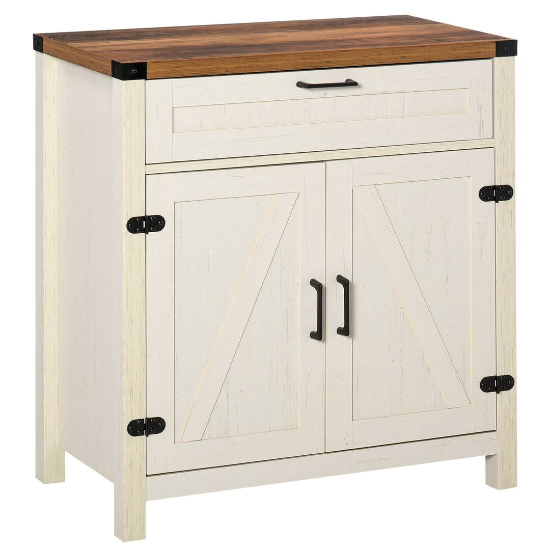 2 Door Accent Cabinet  Color: Brown/Distressed White