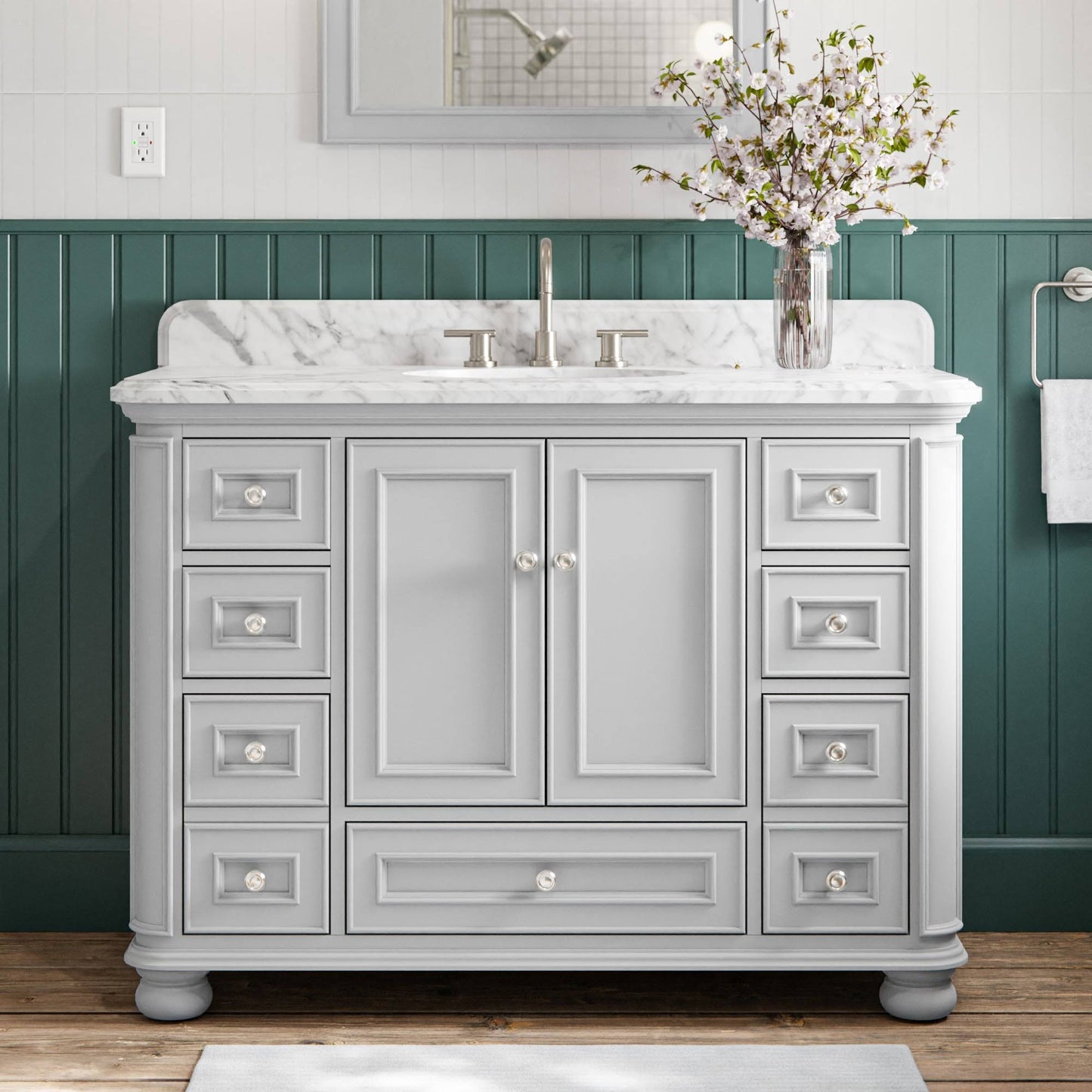 + Roth Wrightsville 48-In Light Gray Undermount Single Sink Bathroom Vanity With Carrara Natural Marble Top | 3116va-48-242l