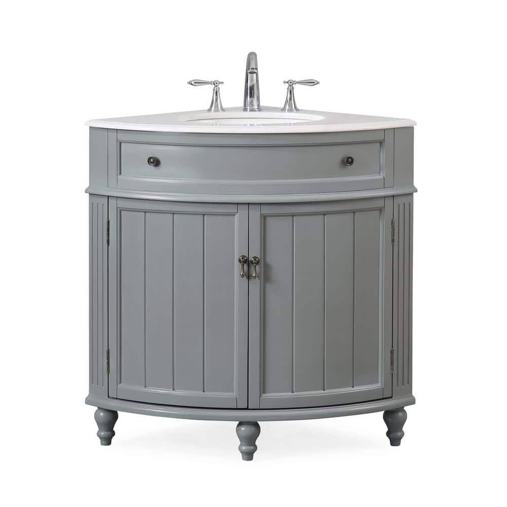 24 Triadsville Gray Modern Slim Corner Bathroom Sink Vanity Zk-47566ck